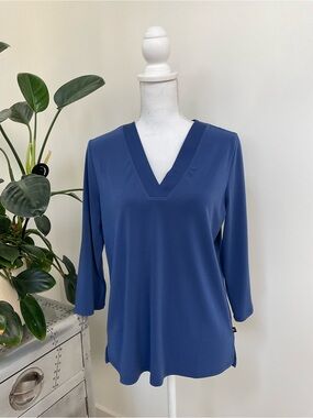 Banana Republic Deep Blue V-Neck 3/4 Sleeve Tunic Top
